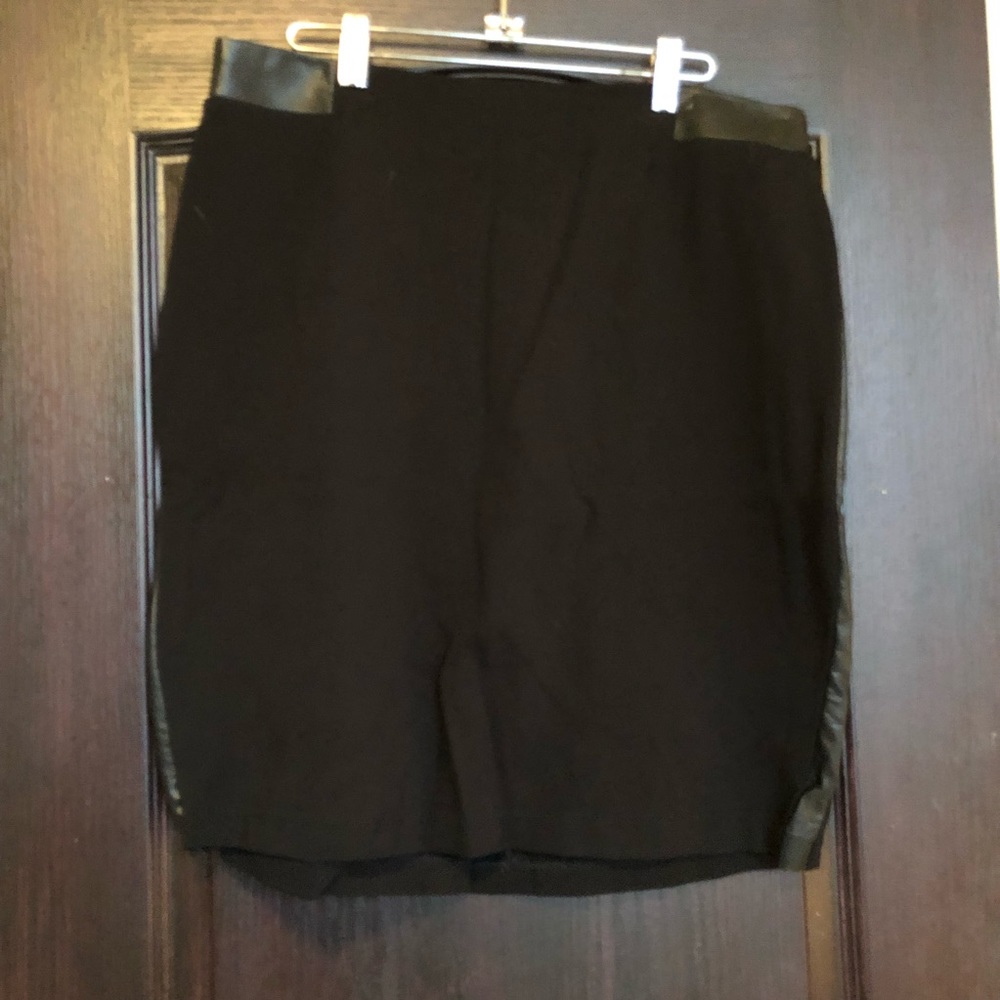 Black skirt with faux leather stripe